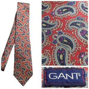 GANT Vintage Paisley Silk Tie Red & Blue 100% Silk Imported Fabric Men's Accesso